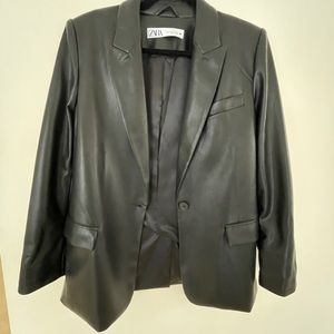 Zara straight Faux Leather Blazer